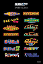 PAC-MAN Customizable Arcade Game Featuring PAC-MANIA 14-in-1 Games & 100 Bonus Stickers